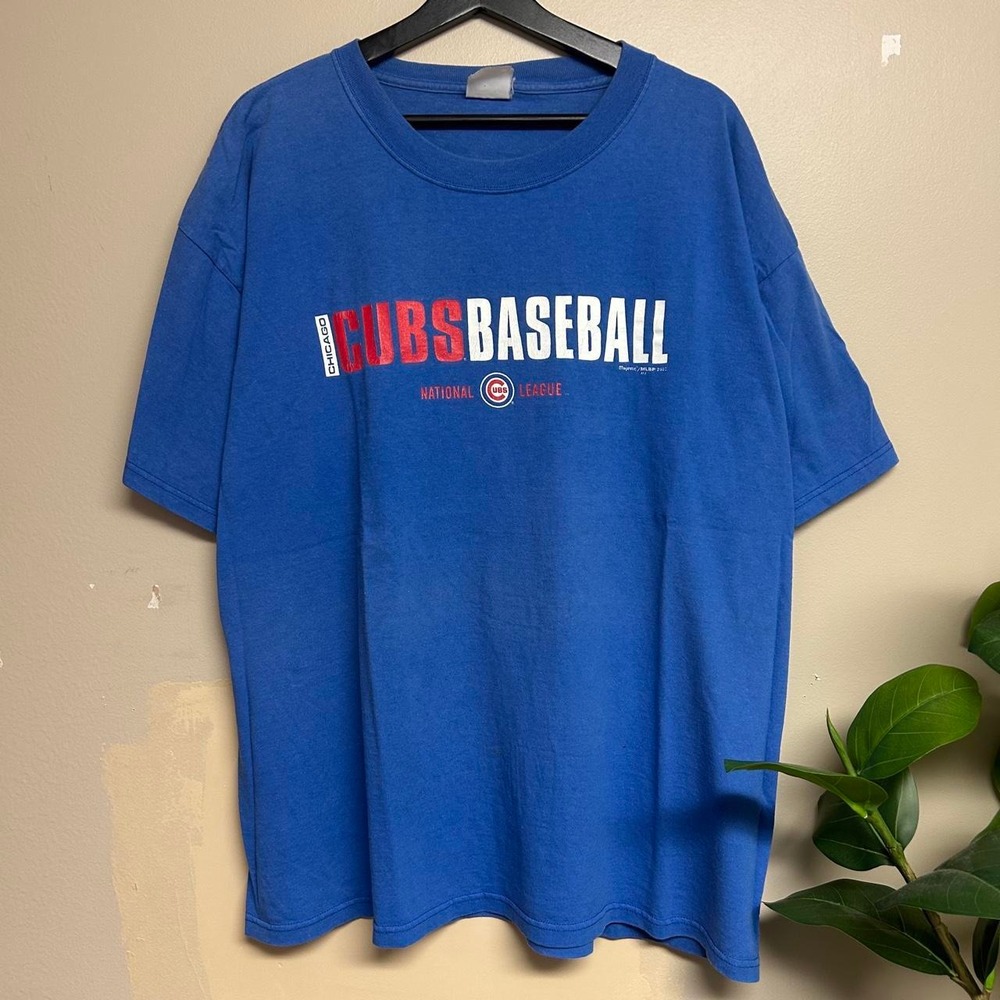 Vintage 2002 Chicago Cubs Baseball Majestic Shirt Mens XL Blue MLB Y2K